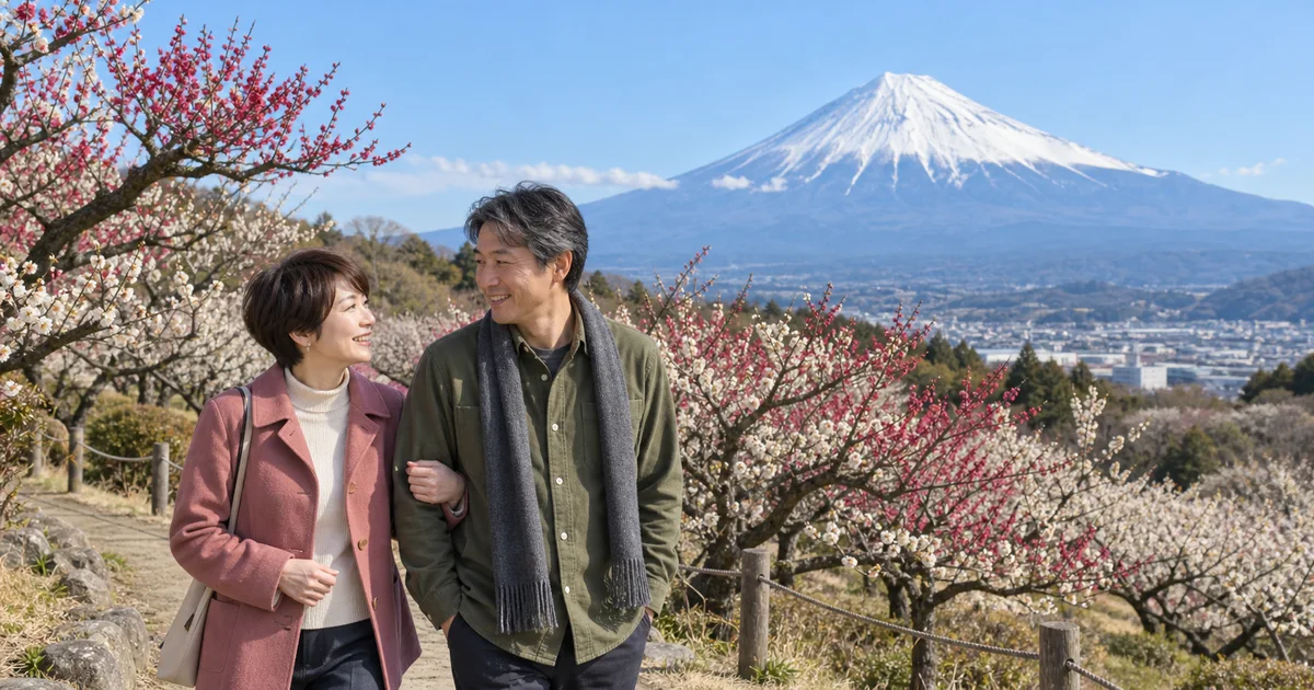 岩本山公園でデートを楽しむふたりをイメージしたAI画像