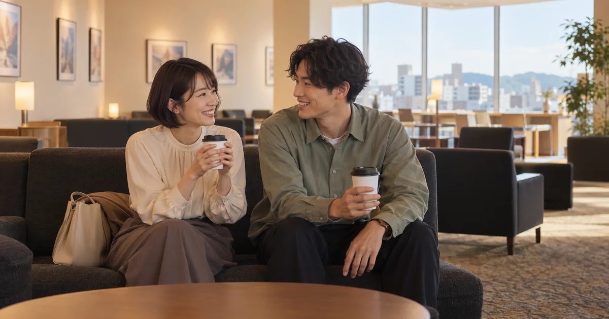 アミューあつぎでデートを楽しむふたりをイメージしたAI画像