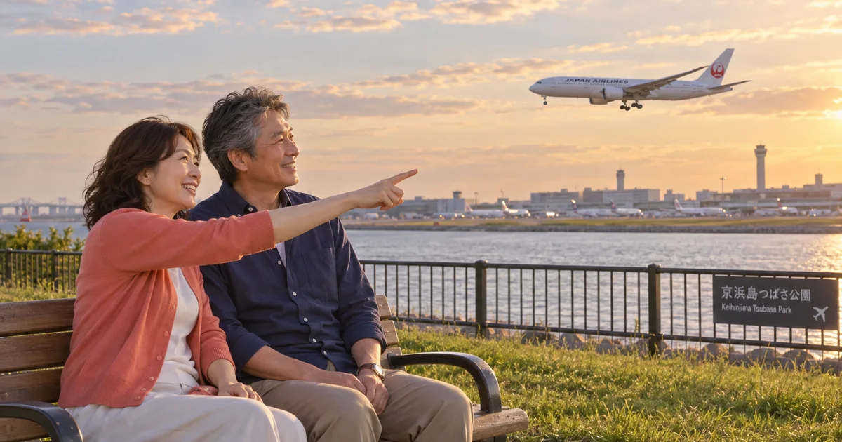京浜島つばさ公園でデートを楽しむふたりをイメージしたAI画像
