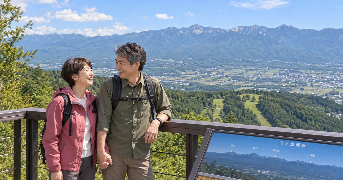 富士見パノラマリゾートでデートを楽しむふたりをイメージしたAI画像