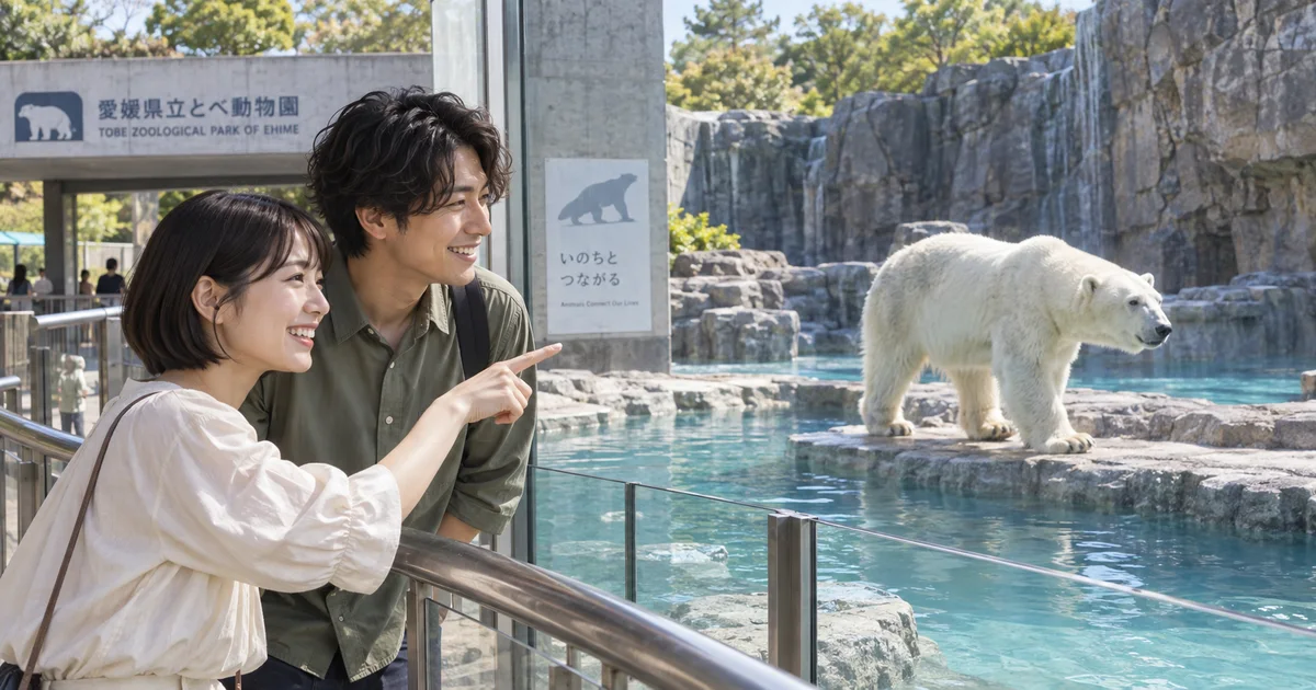 愛媛県立とべ動物園でデートを楽しむふたりをイメージしたAI画像