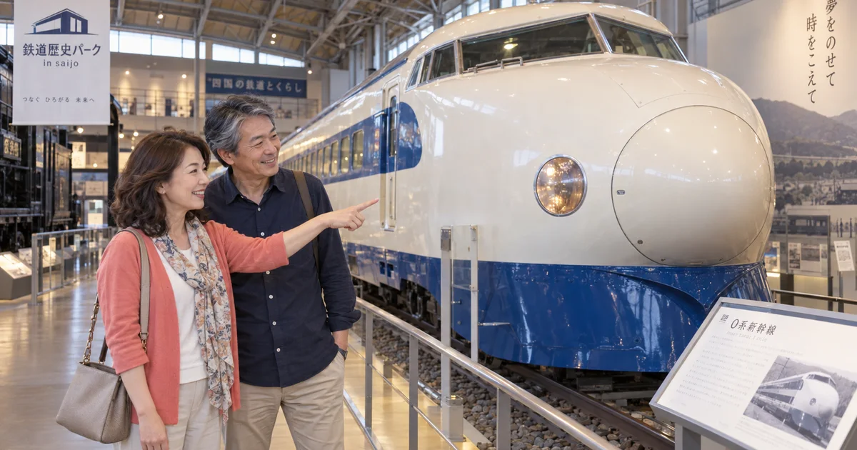 鉄道歴史パーク-in-saijoでデートを楽しむふたりをイメージしたAI画像