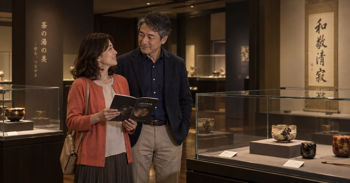 三井記念美術館でデートを楽しむふたりをイメージしたAI画像