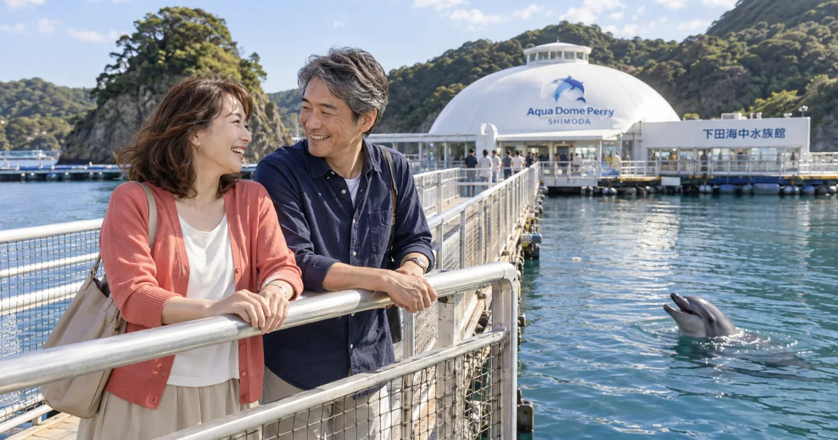 下田海中水族館でデートを楽しむふたりをイメージしたAI画像