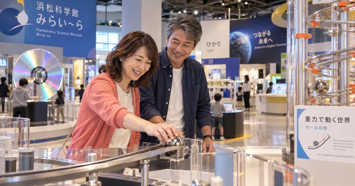 浜松科学館でデートを楽しむふたりをイメージしたAI画像