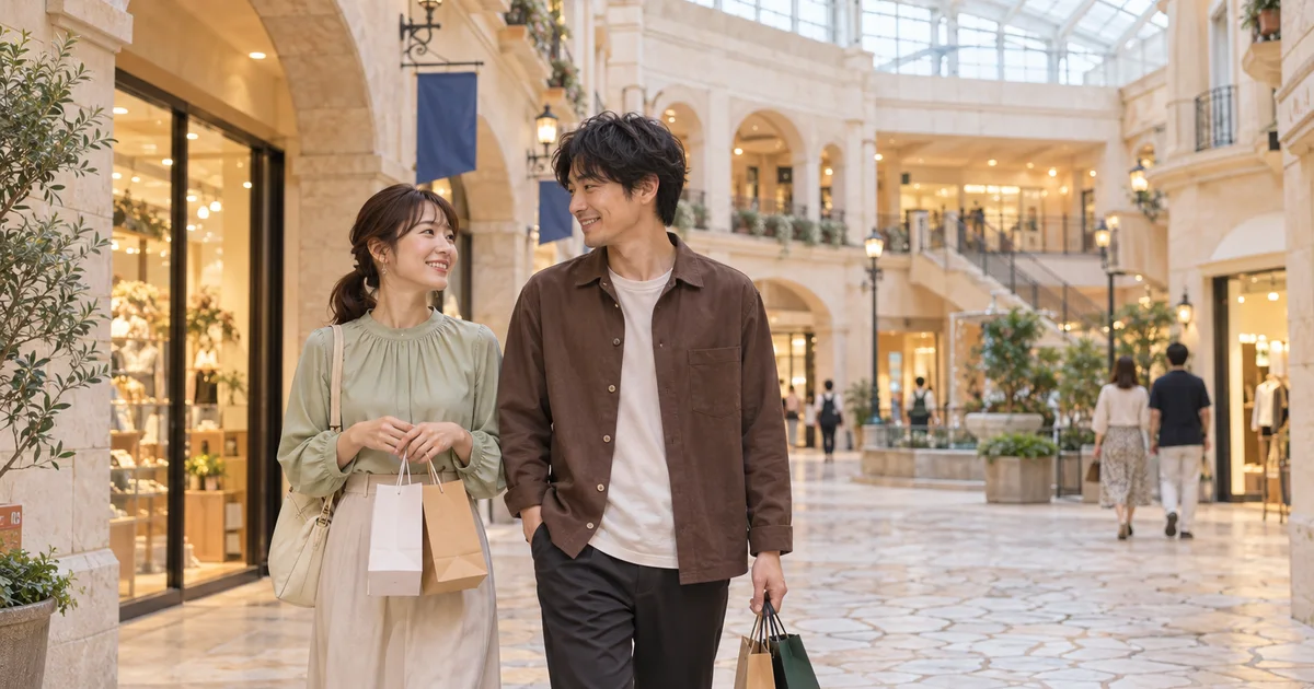 トレッサ横浜でデートを楽しむふたりをイメージしたAI画像