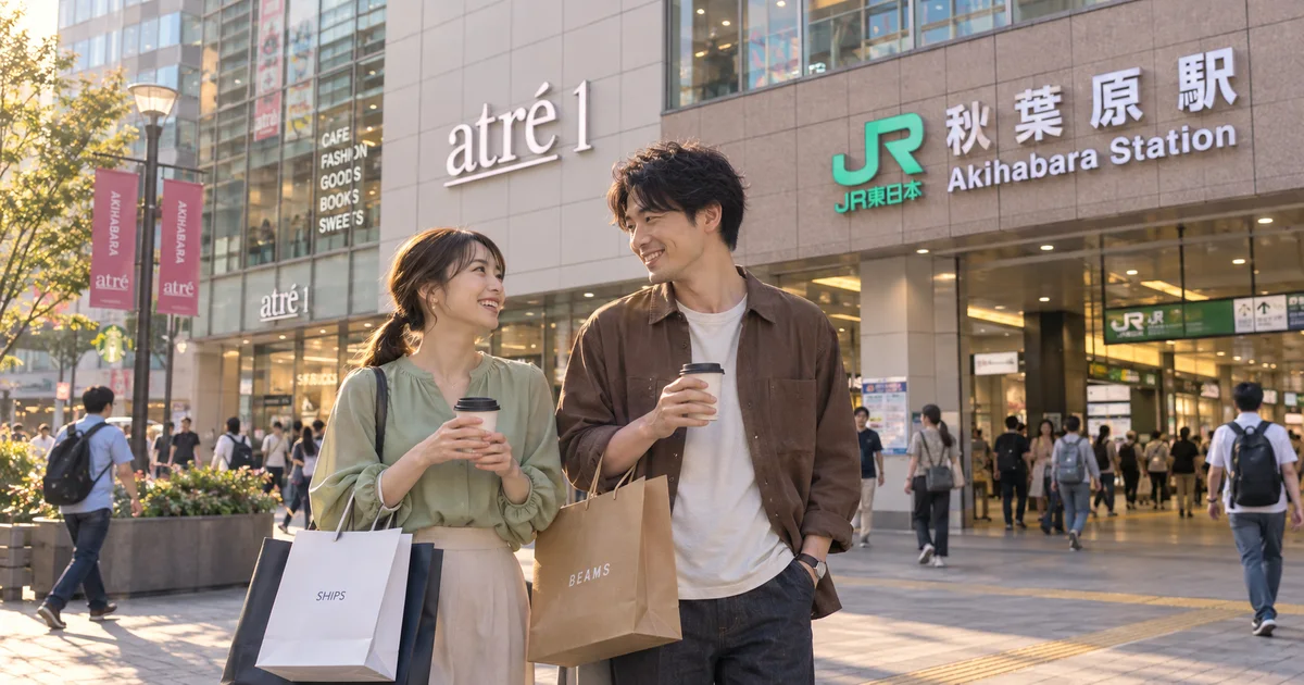 アトレ秋葉原でデートを楽しむふたりをイメージしたAI画像