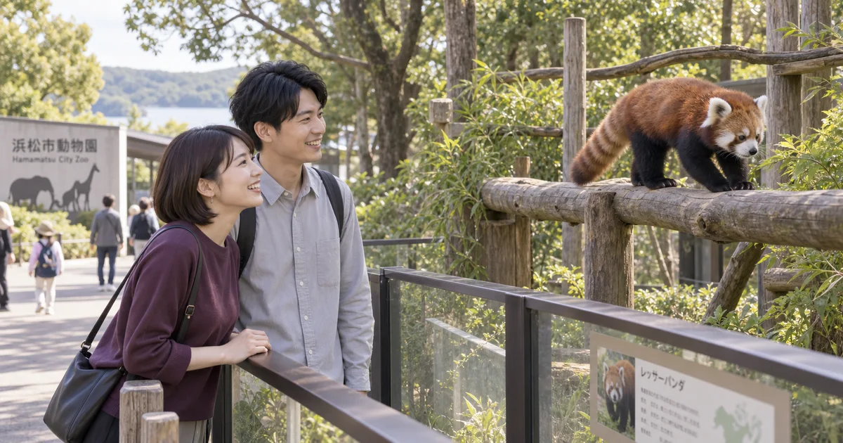 浜松市動物園でデートを楽しむふたりをイメージしたAI画像