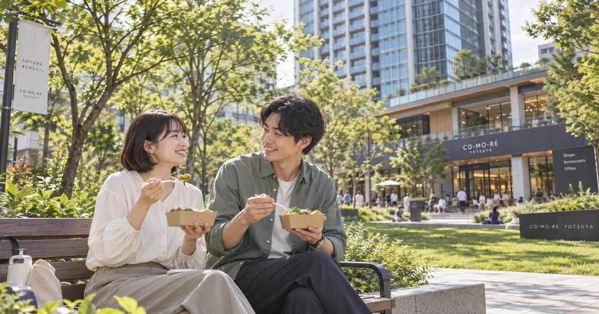コモレ四谷でデートを楽しむふたりをイメージしたAI画像