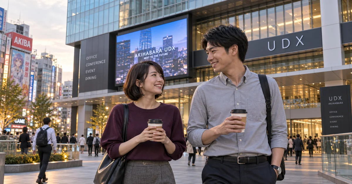 秋葉原UDXでデートを楽しむふたりをイメージしたAI画像