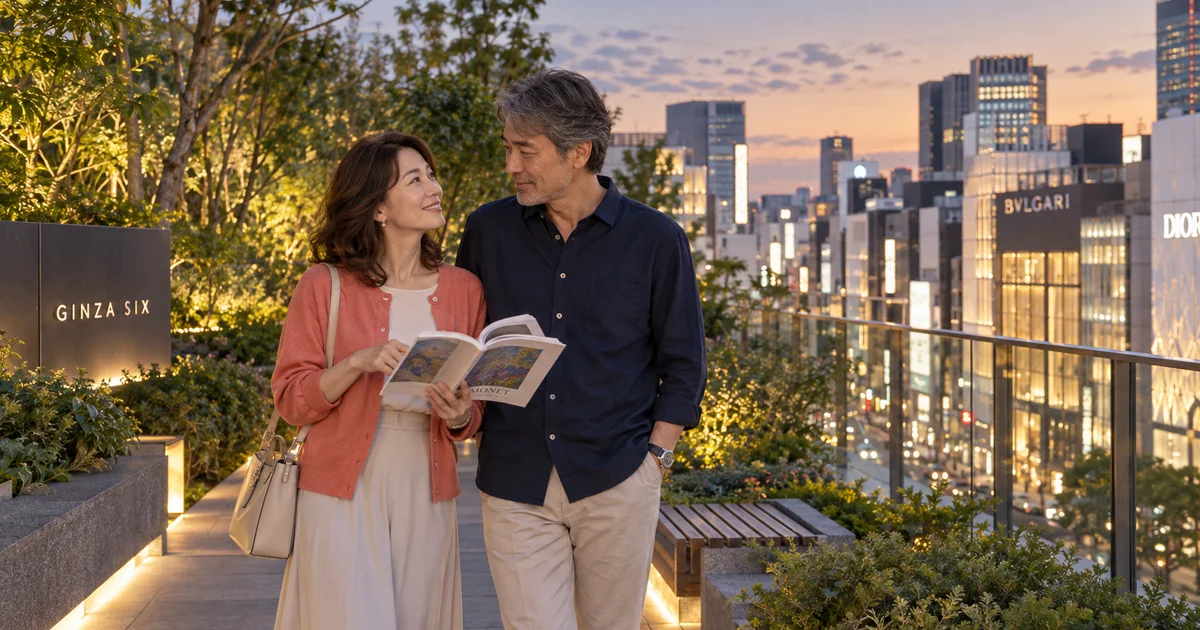 GINZA SIXでデートを楽しむふたりをイメージしたAI画像