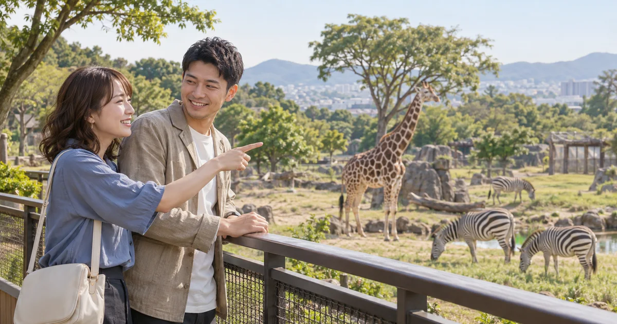 到津の森公園でデートを楽しむふたりをイメージしたAI画像