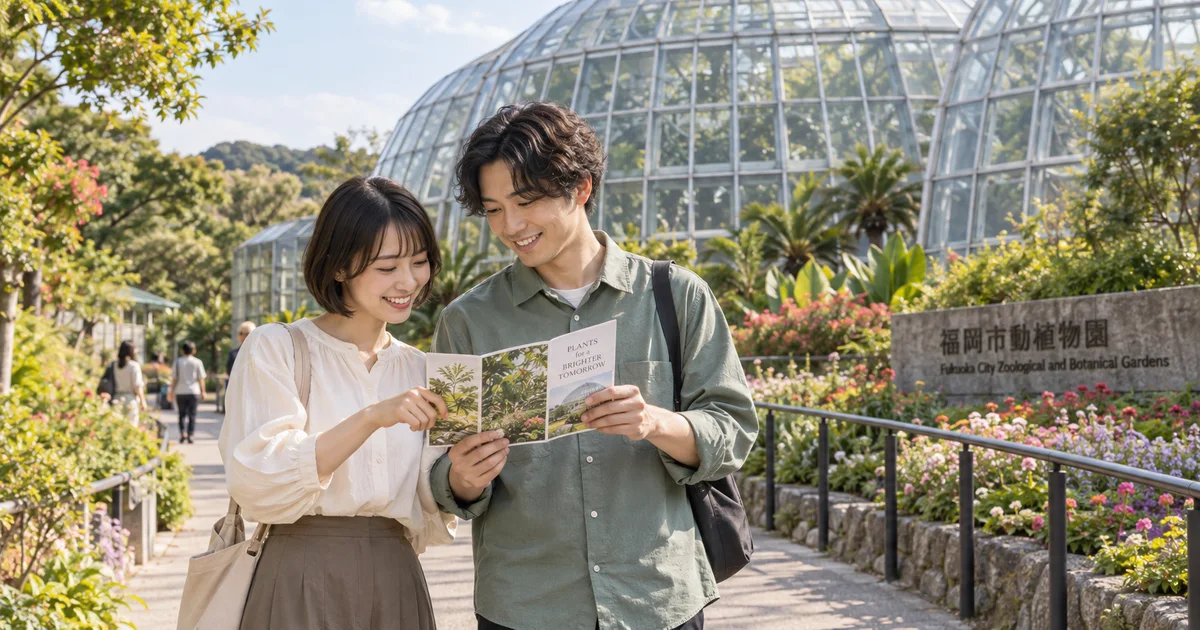 福岡市動植物園でデートを楽しむふたりをイメージしたAI画像