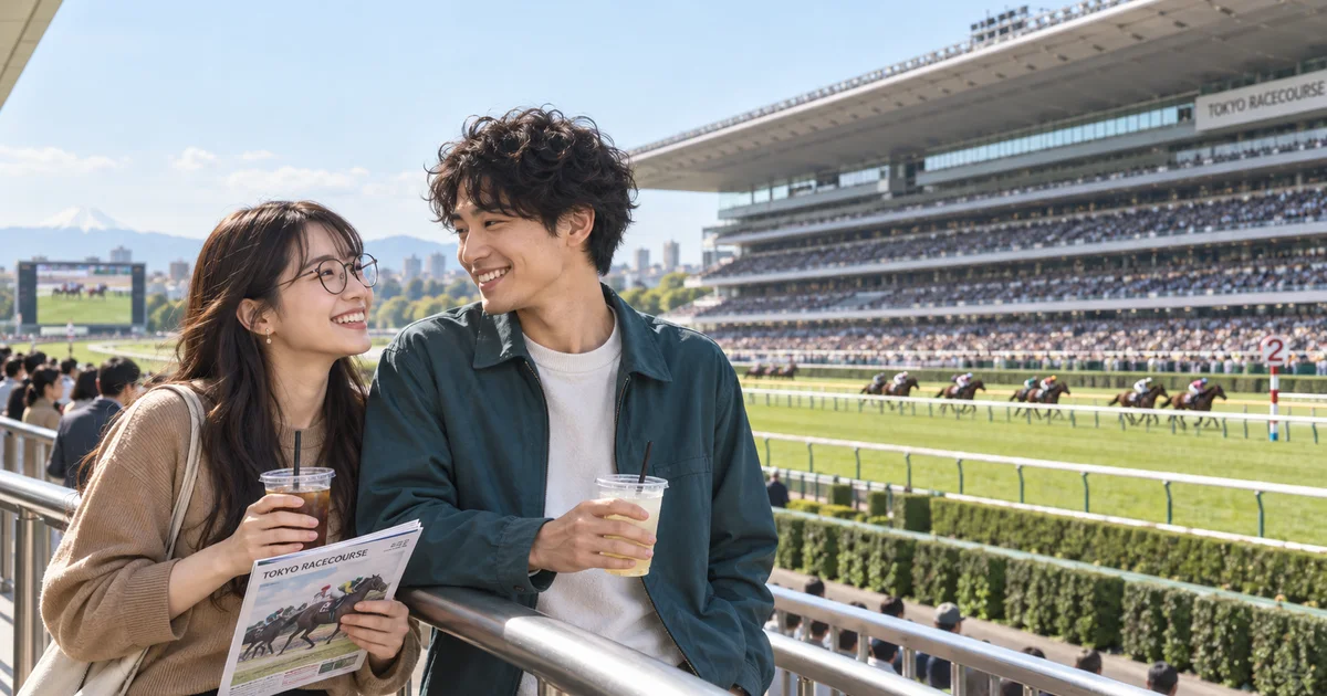 東京競馬場でデートを楽しむふたりをイメージしたAI画像