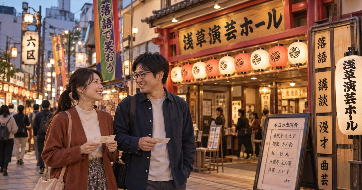 浅草演芸ホールでデートを楽しむふたりをイメージしたAI画像