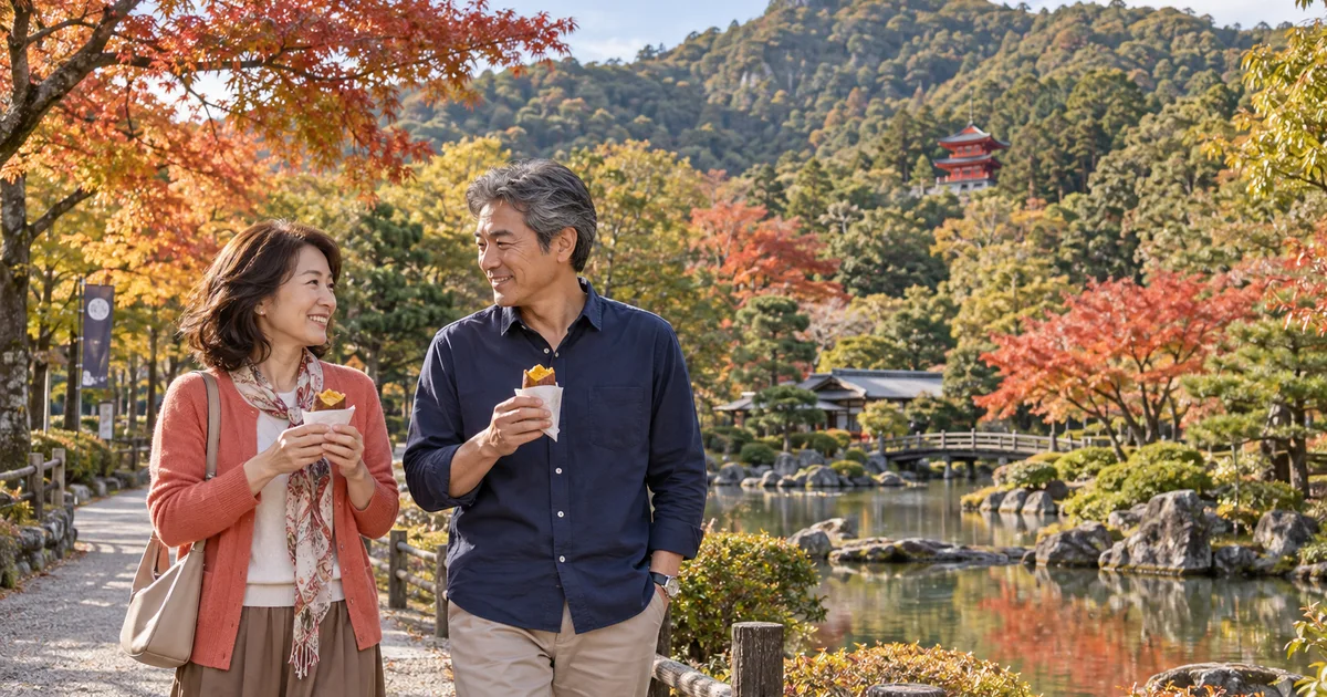 岐阜公園でデートを楽しむふたりをイメージしたAI画像