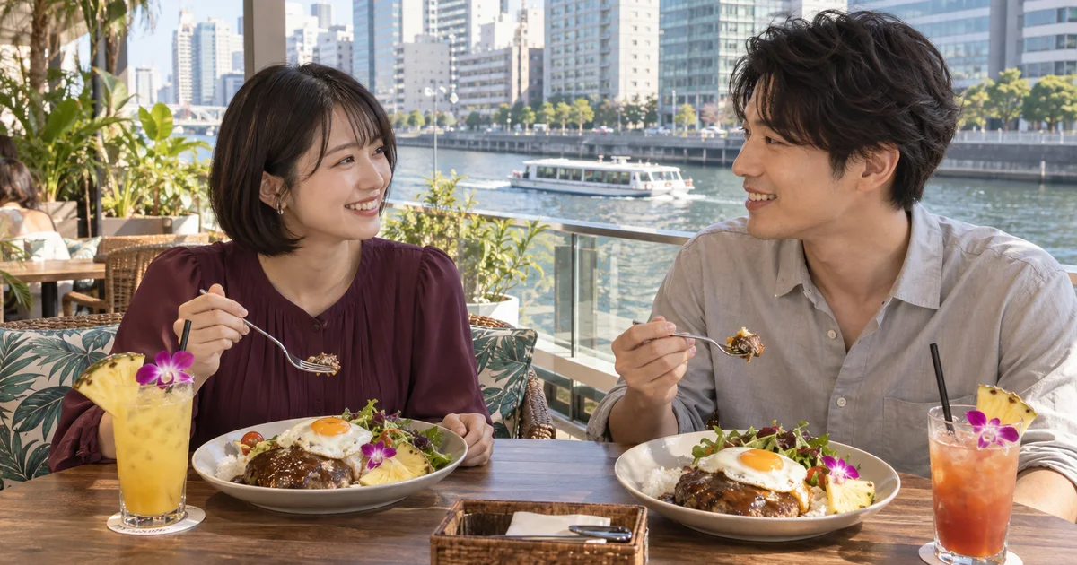 横浜ベイクォーターでデートを楽しむふたりをイメージしたAI画像