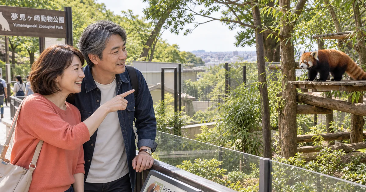 夢見ヶ崎動物公園でデートを楽しむふたりをイメージしたAI画像