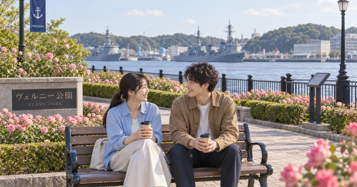 ヴェルニー公園でデートを楽しむふたりをイメージしたAI画像