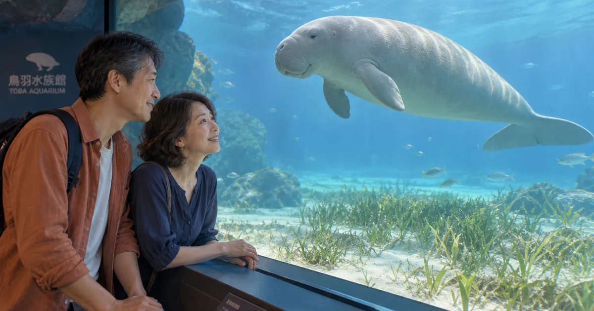 鳥羽水族館でデートを楽しむふたりをイメージしたAI画像