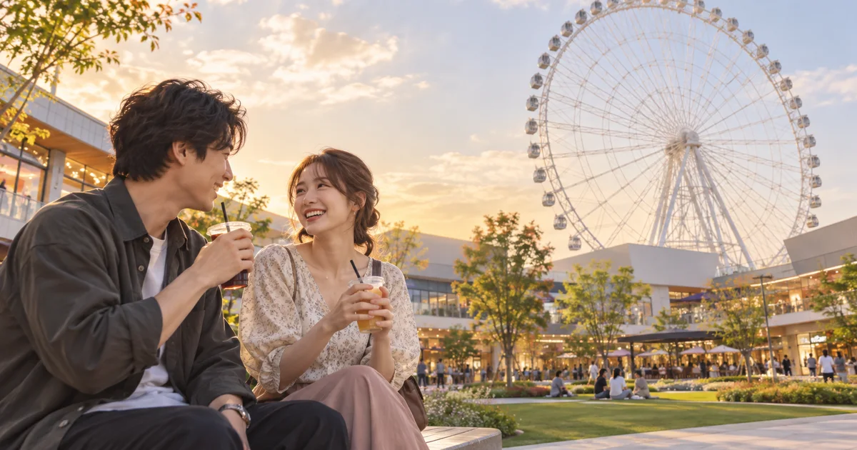 EXPOCITYでデートを楽しむふたりをイメージしたAI画像