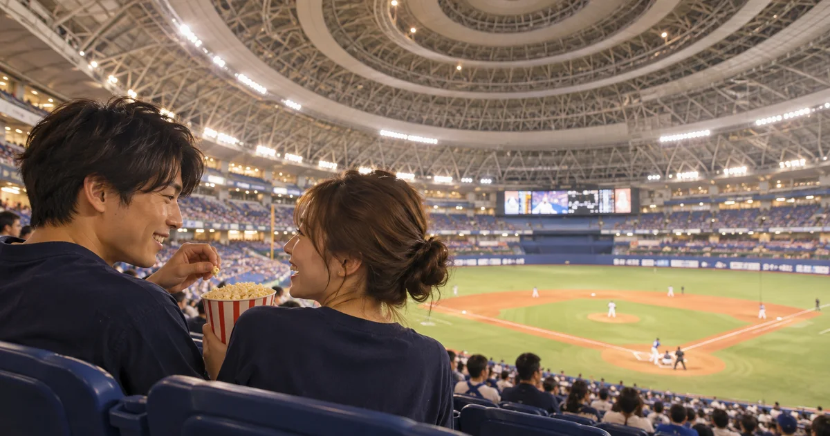 京セラドーム大阪でデートを楽しむふたりをイメージしたAI画像