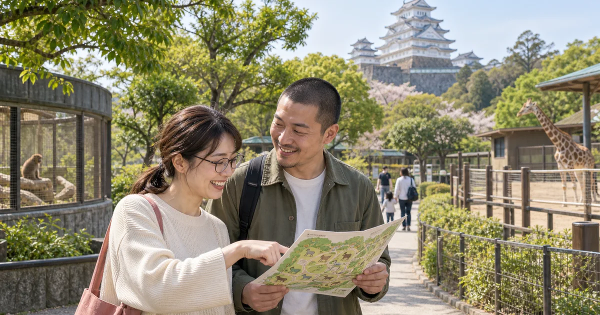姫路市立動物園でデートを楽しむふたりをイメージしたAI画像