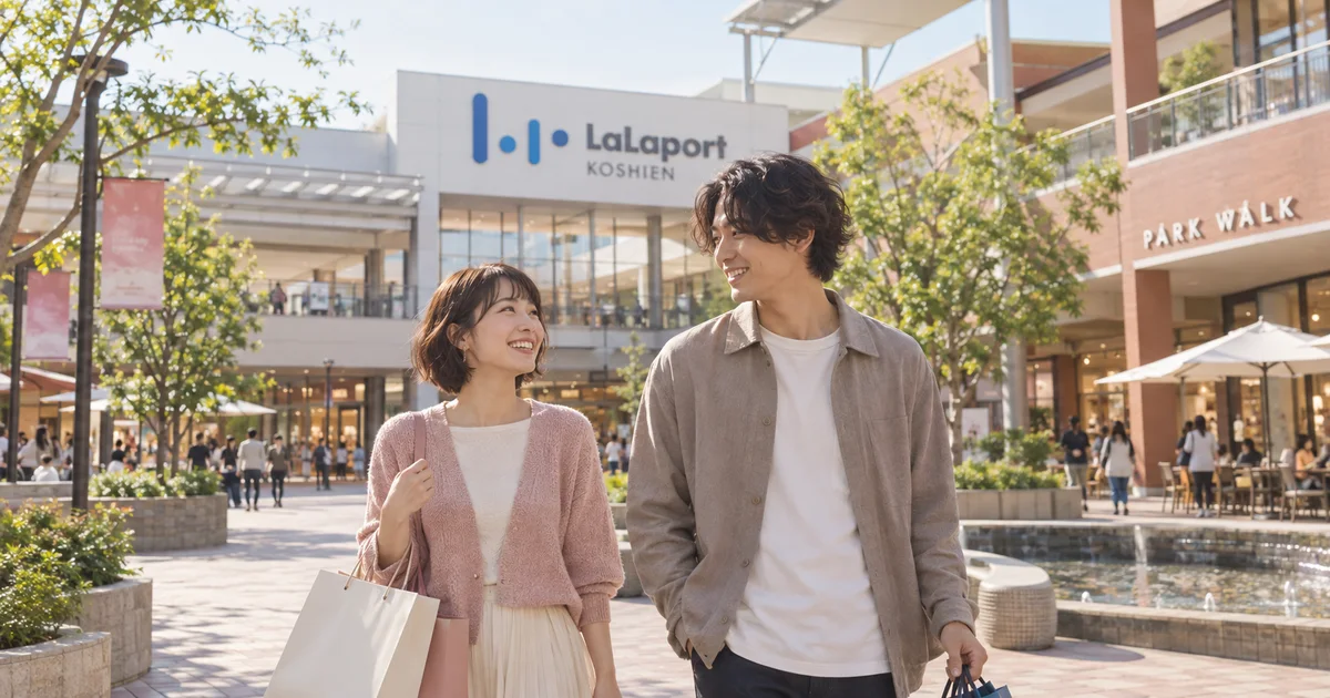 ららぽーと甲子園でデートを楽しむふたりをイメージしたAI画像