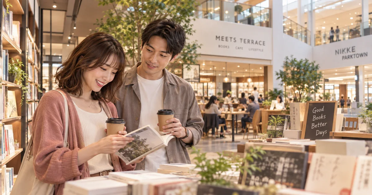 ニッケパークタウンでデートを楽しむふたりをイメージしたAI画像