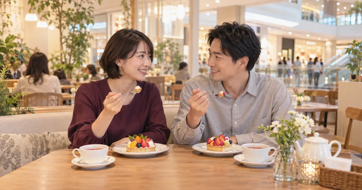 ららぽーと横浜でデートを楽しむふたりをイメージしたAI画像