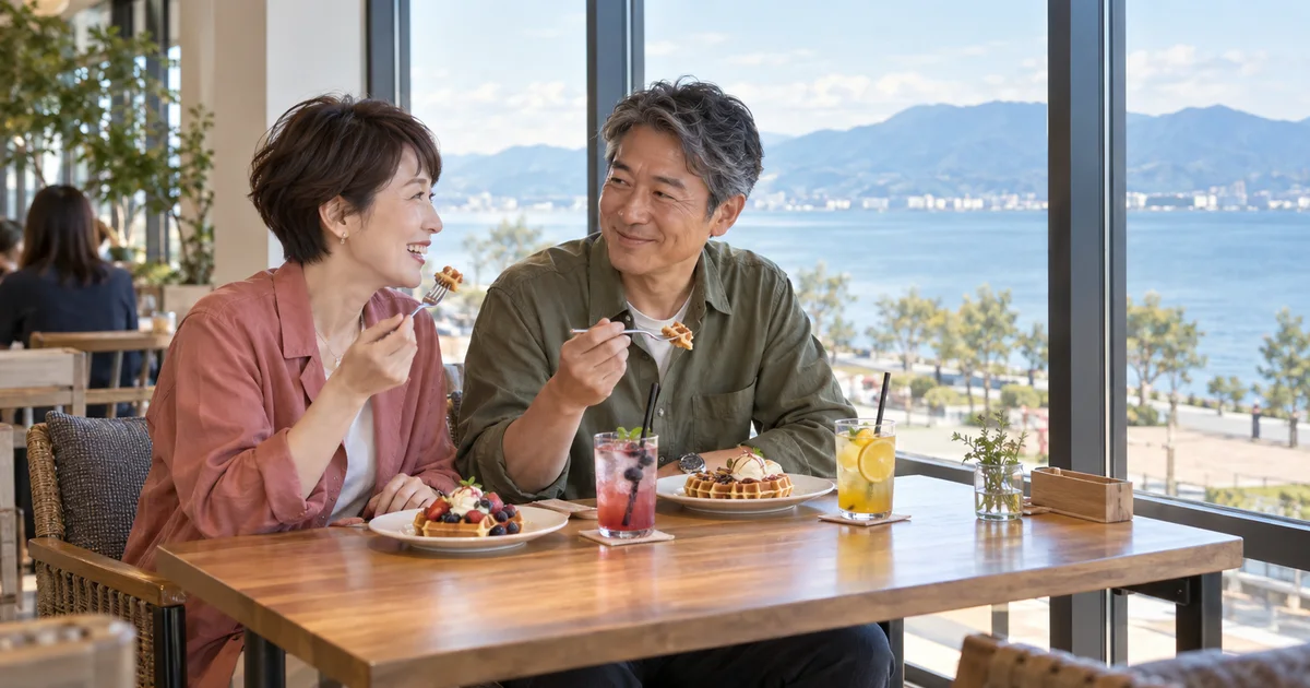 ピエリ守山でデートを楽しむふたりをイメージしたAI画像