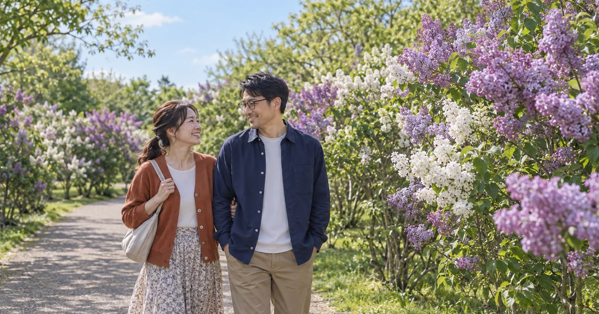 川下公園でデートを楽しむふたりをイメージしたAI画像