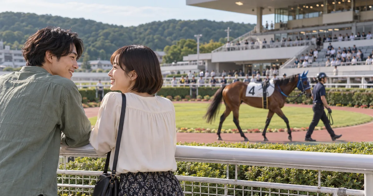 佐賀競馬場でデートを楽しむふたりをイメージしたAI画像