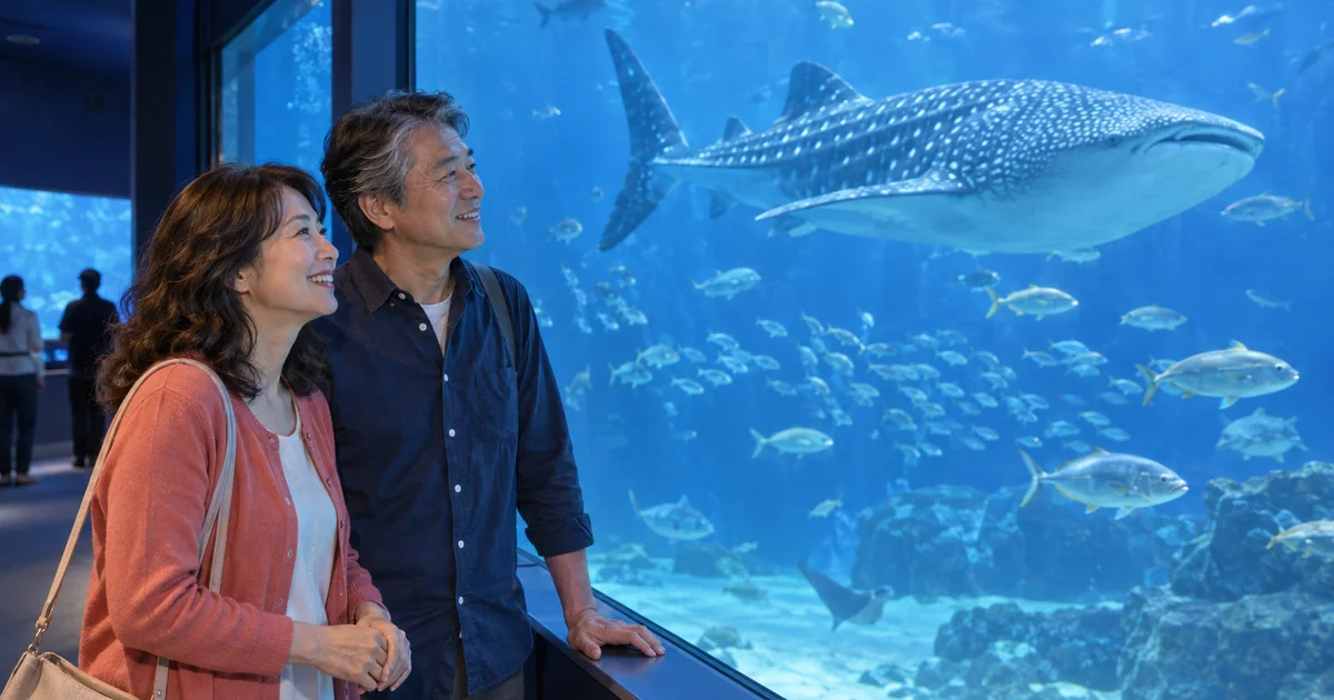 のとじま水族館でデートを楽しむふたりをイメージしたAI画像