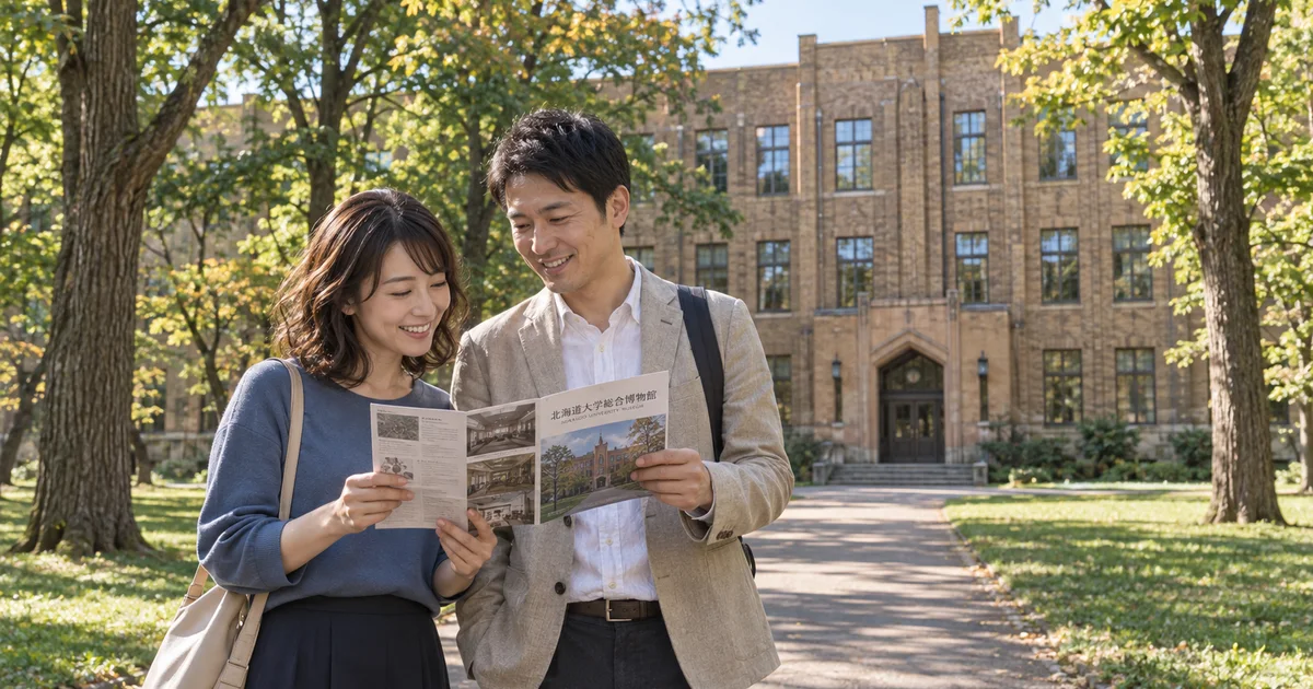 北海道大学総合博物館でデートを楽しむふたりをイメージしたAI画像